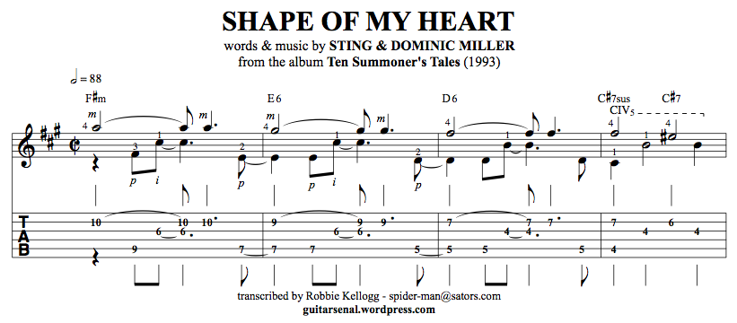Dndm shape of my heart. Стинг Shape of my Heart Ноты для гитары. Sting Shape of my Heart Ноты для фортепиано. Стинг табы Shape of my Heart. Shape of my Heart Ноты для гитары.